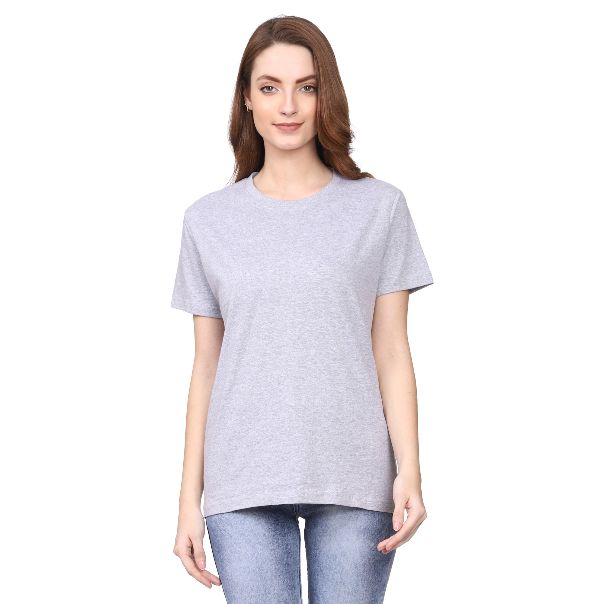 Absqura Solid Women Round Neck Grey T-Shirt