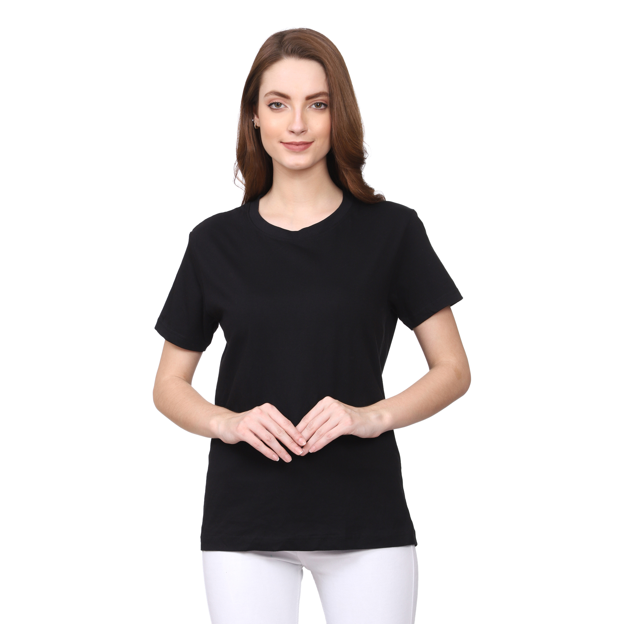 Absqura Solid Women Round Neck Black T-Shirt