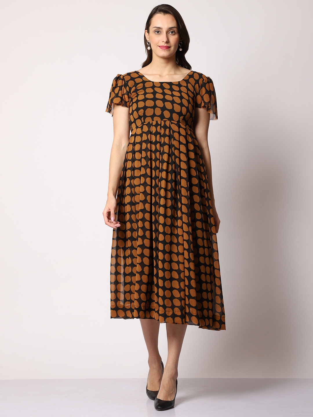 Absqura Women Polka-Dot Print Flared Dress