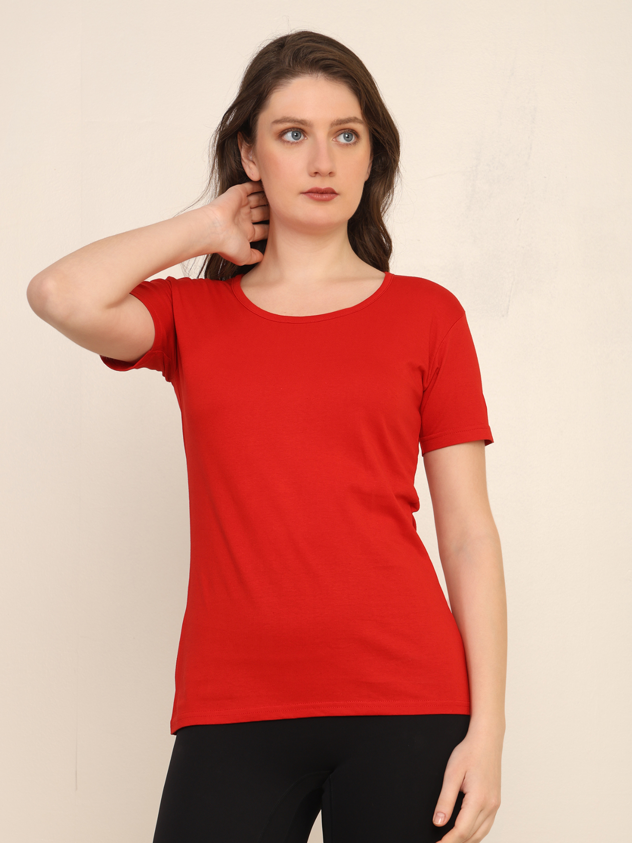 Absqura Solid Women Red T-Shirt