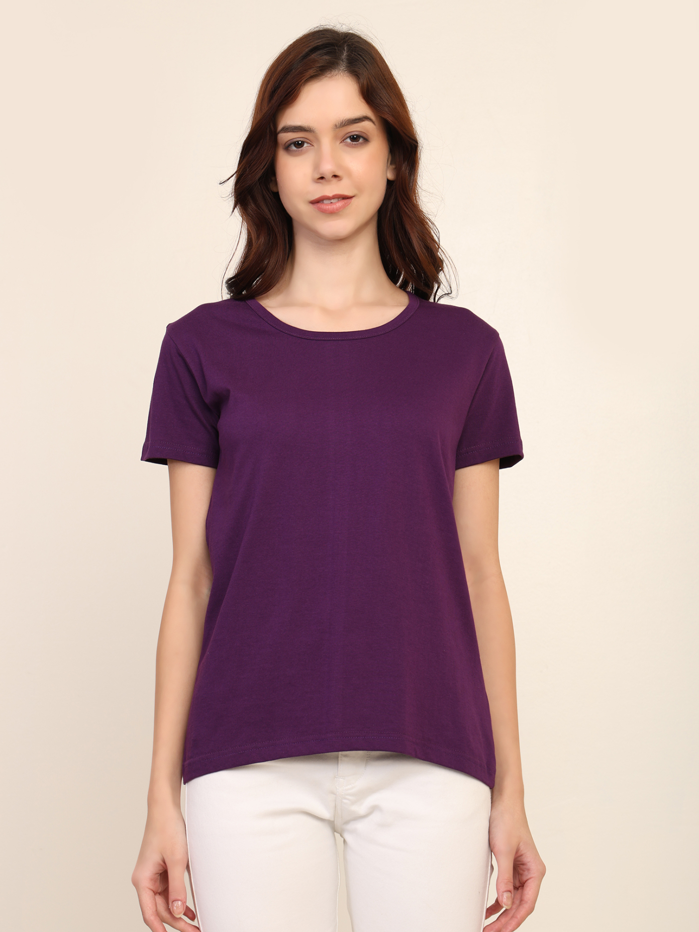 Absqura Solid Women Purple T-Shirt