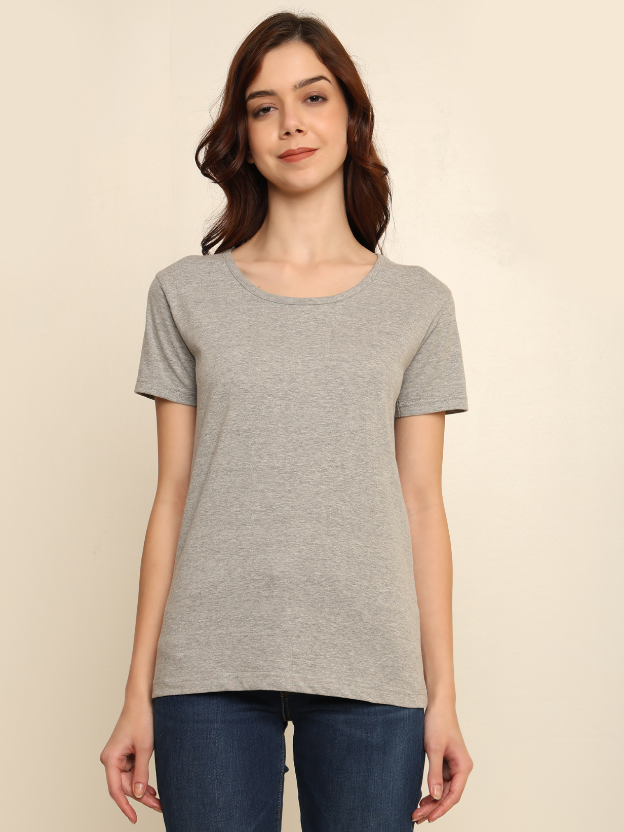 Absqura Solid Women Grey T-Shirt