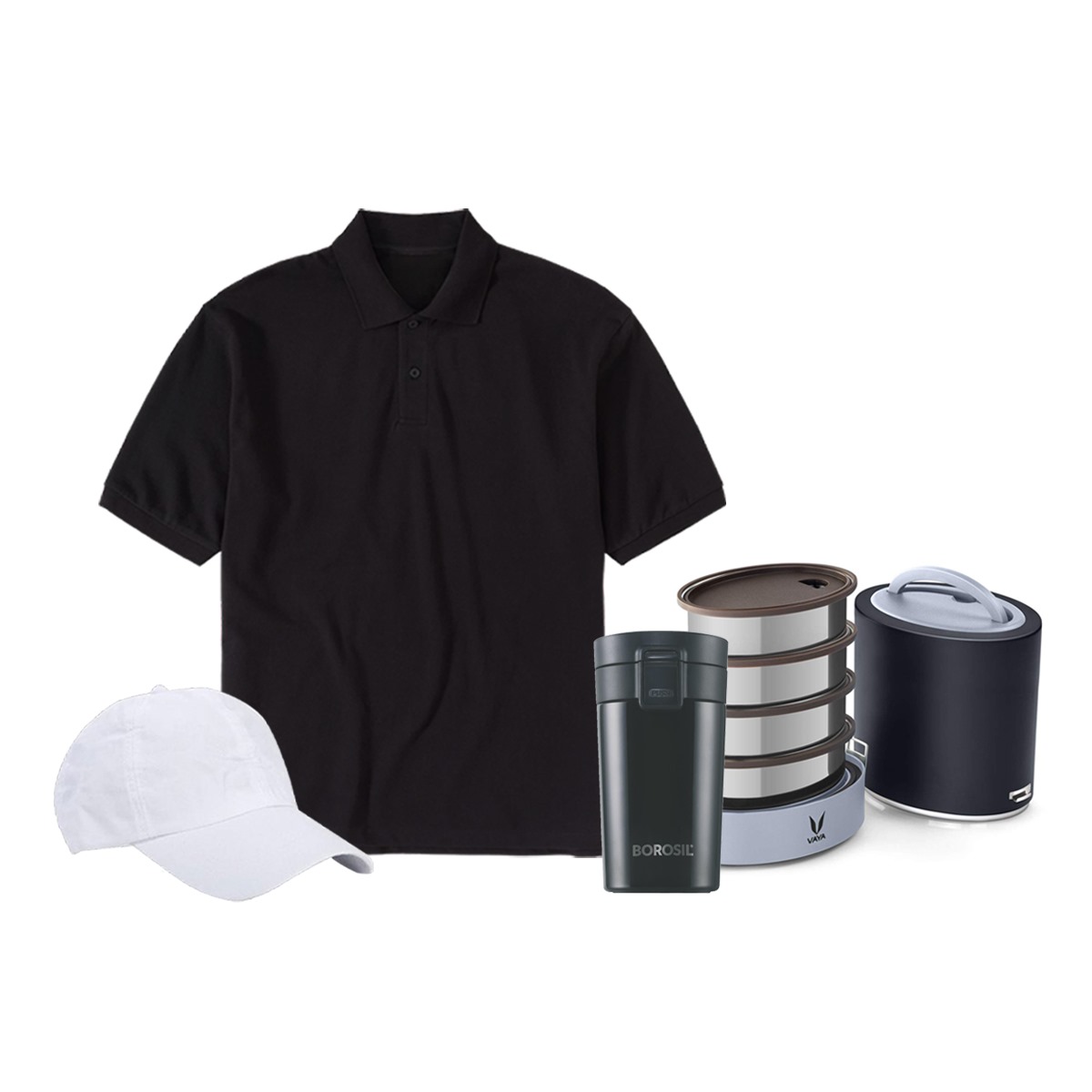 Combo 2- Premium Lunch box, Travel Mug, T-shirt and Cap