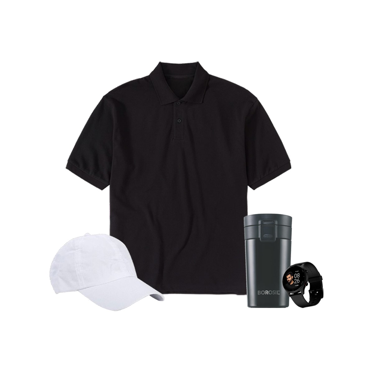 Combo 6- Smart watch, Travel Mug, T-shirt and Cap
