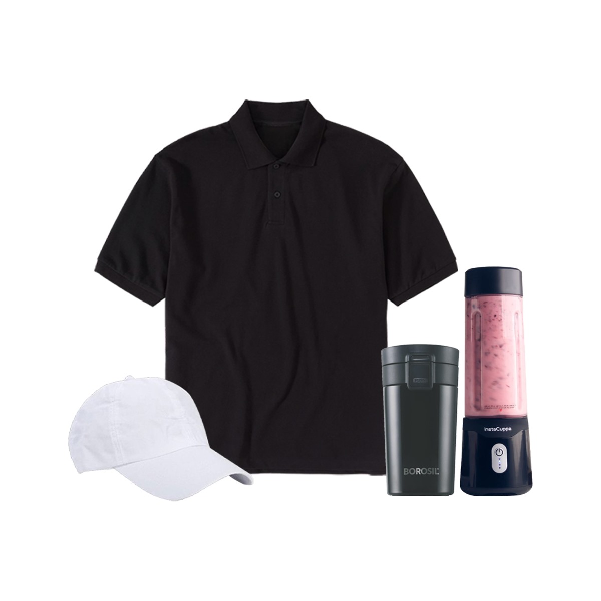 Combo 3- Juicer, Travel Mug, T-shirt and Cap
