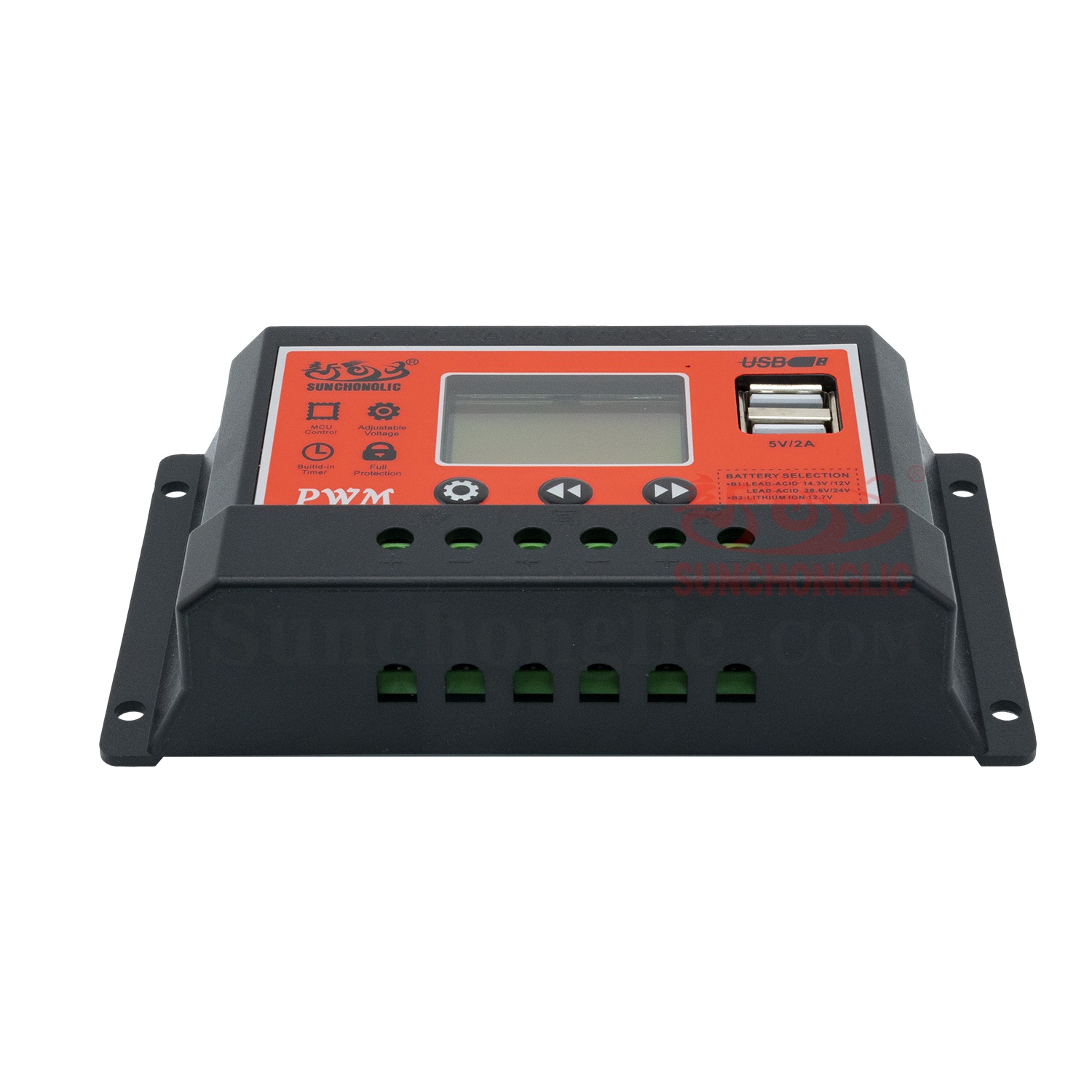 PWM Solar Charge Controller – 10A-100A, 12V/24V, LCD Display, Dual USB, Battery Regulator