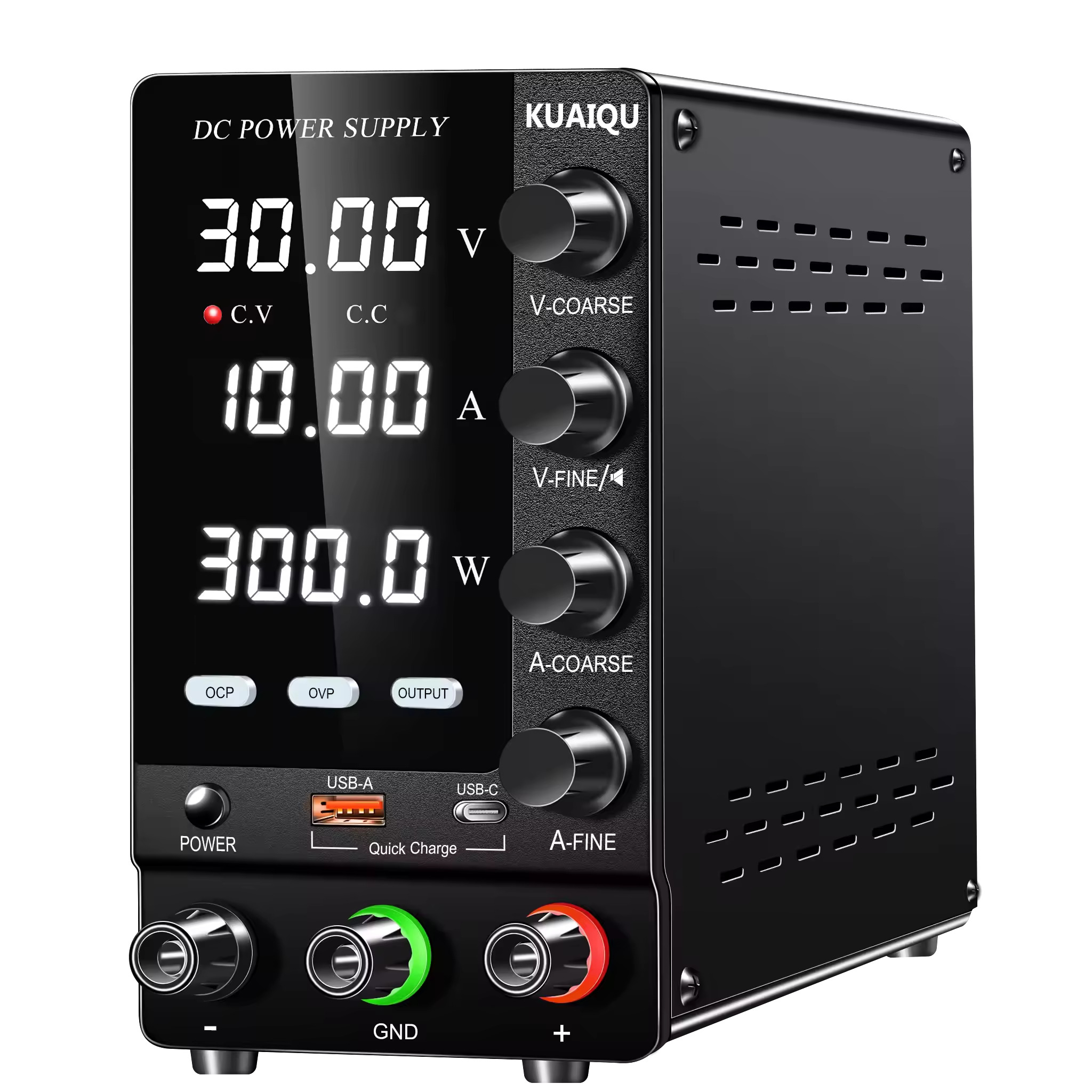 RUZIZAO 安定化電源 30V 10A 4桁電圧電流電力表示 エンコーダ調整