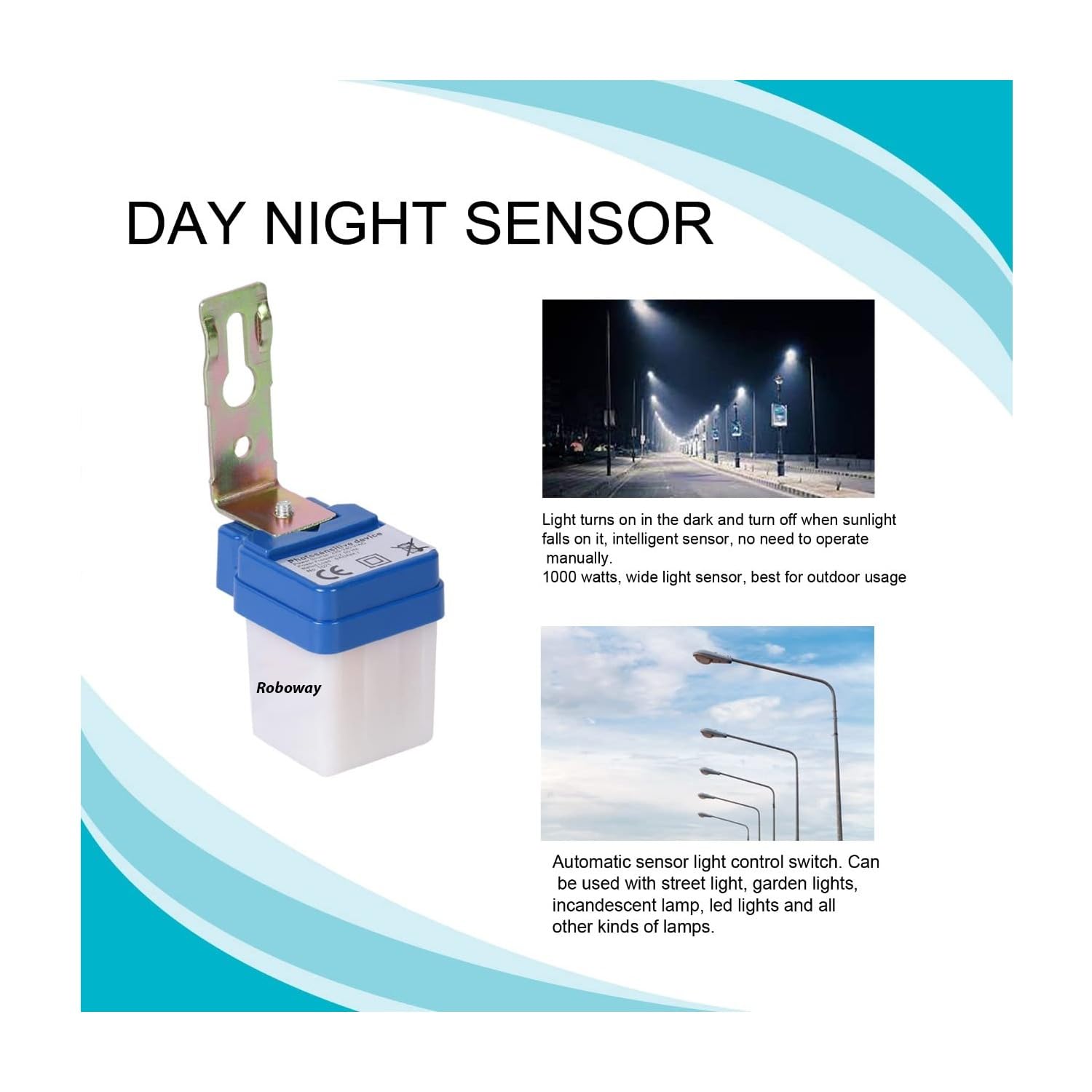 DC AC Automatic Auto On Off 12V 24V 110V 220V 50-60Hz 10A Sensor Switch Photocell Street Light
