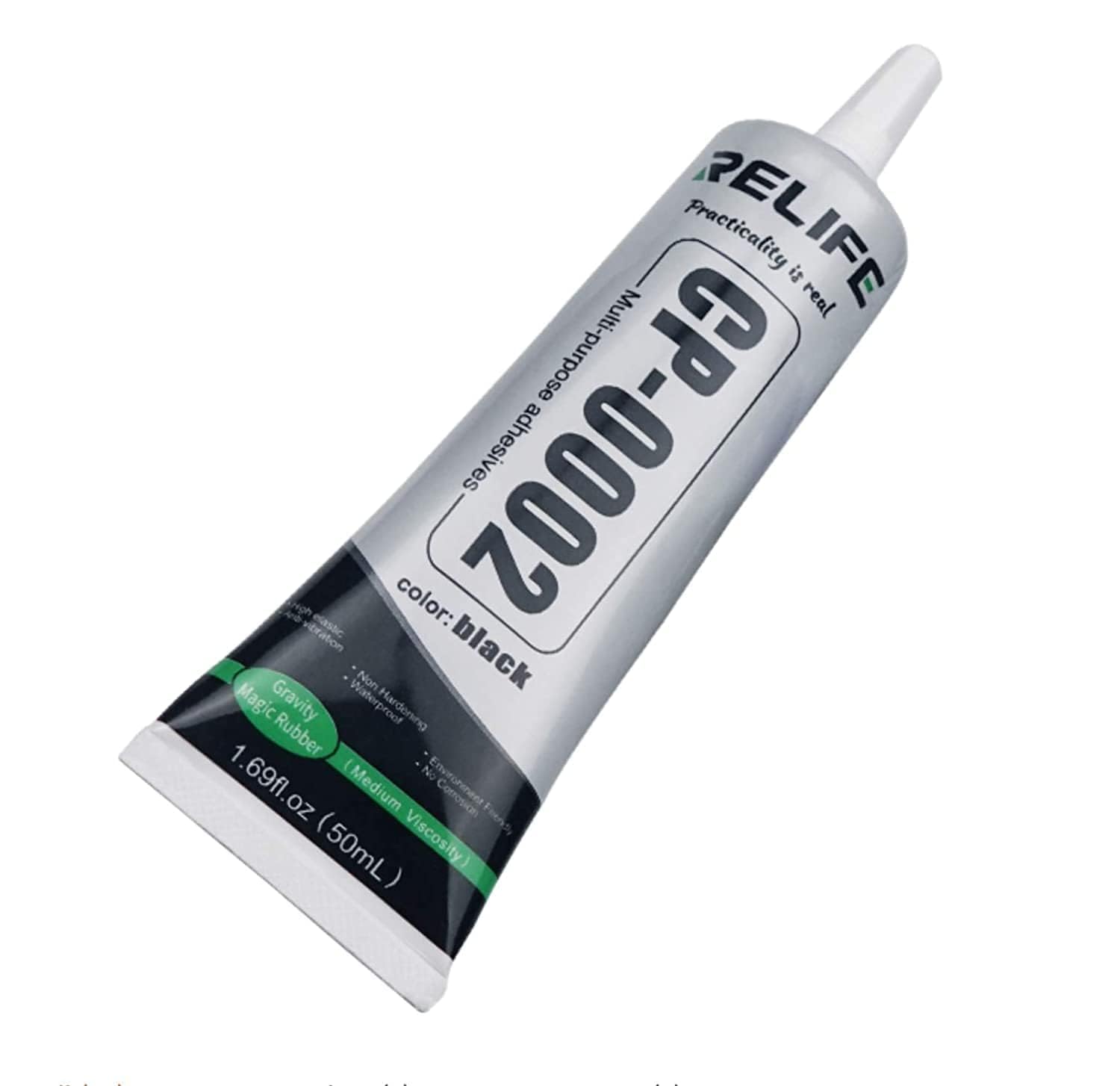 Relife CP-0002 Strong Adhesive Glue Multipurpose, Water-Resistant, Corrosion-Free Phone Frame Glue - Safe for Environment - Acrylic Sealant for Phone LCD Screen, DIY Objects - 50ml Black