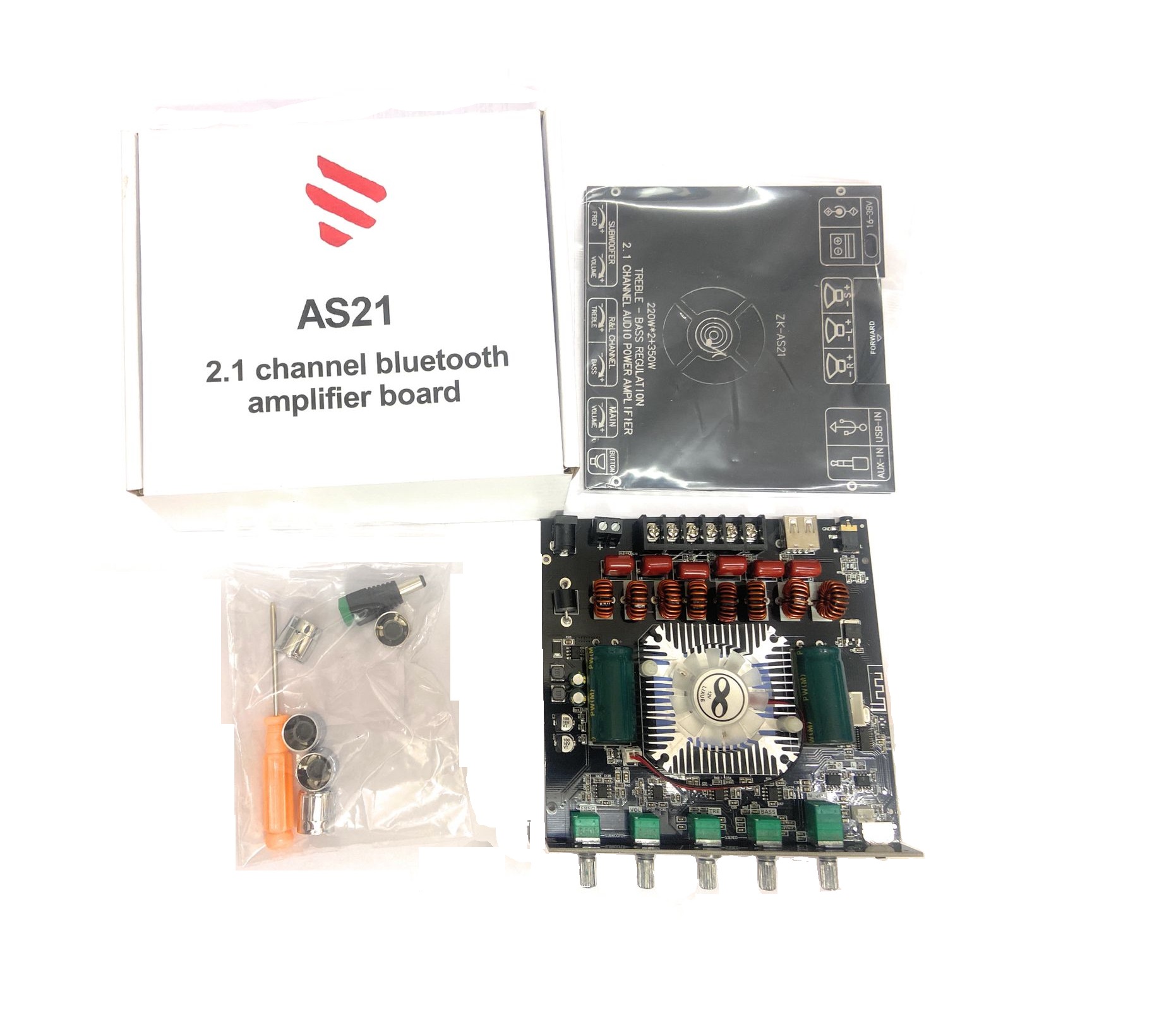 ZK-AS21 220W*2+350W 2.1 Bluetooth Power Amplifier Board with
