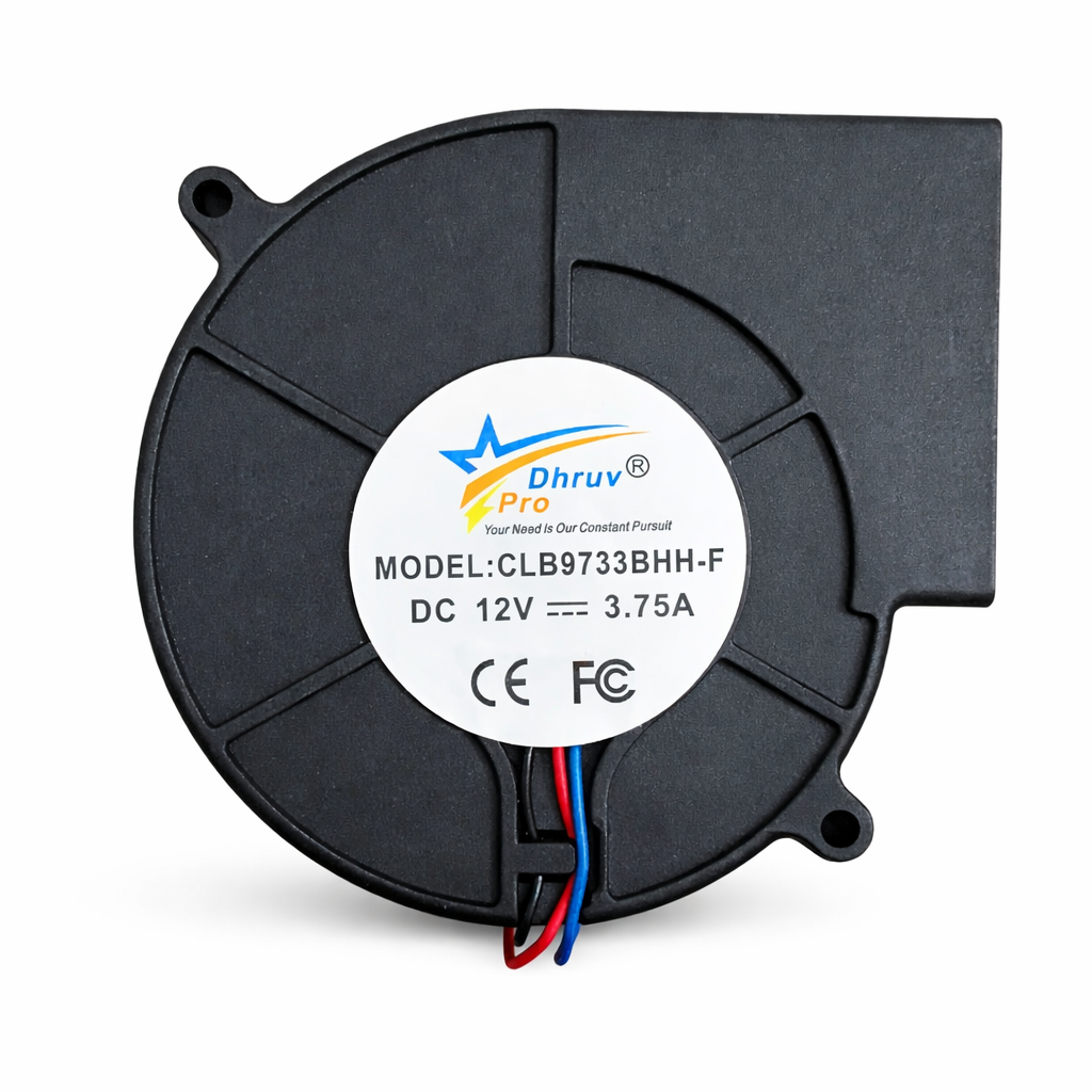 DHRUVPRO CLB9733BHH-F Ball Bearing DC 12V 3.75A 6000-RPM High Speed 3-Pin Air Blower Fan