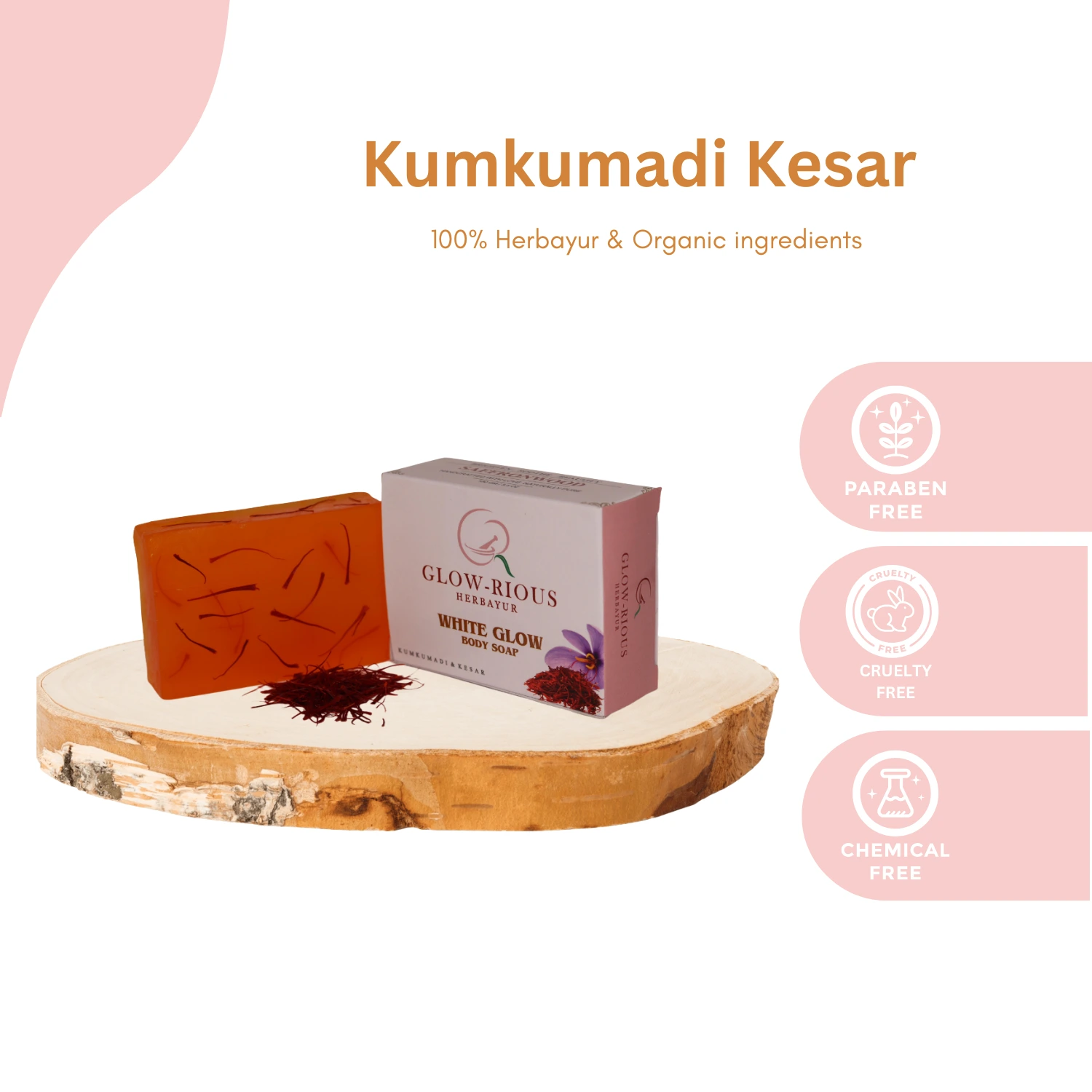White Glow Body Soap Kumkumadi and Kesar 100Gm