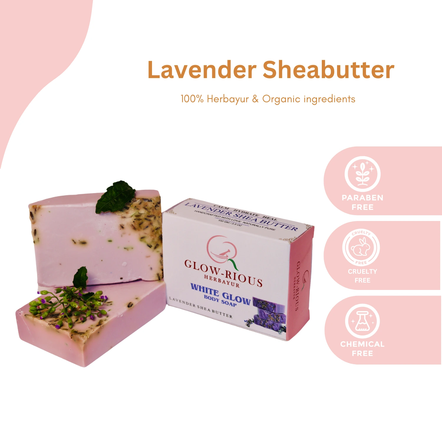 White Glow Body Soap Lavender Shea Butter 100Gm
