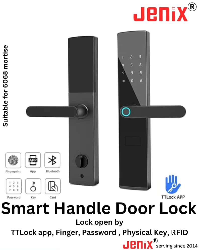 TTlock Smart Handle Lock for wooden door Biometric Finger Print Password Smart Door Lock with Keys  open suitable for 6068 Mortise ( Mortise Included ) M130