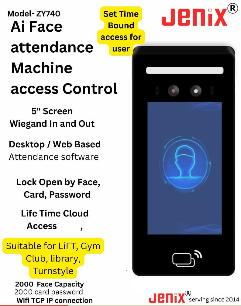 FACE RECOGNITION ATTENDANCE & ACCESS CONTROL SYSTEM - Time attendance Face Machine AI Face Mars Speed Face Time & Attendance Device ZY740
