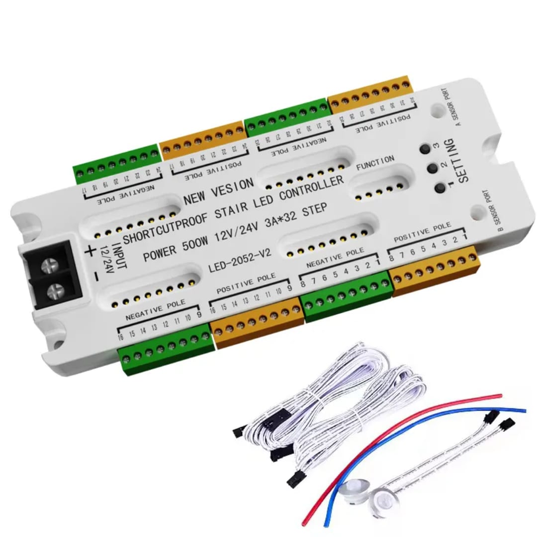 Motion Sensor LED Stair Light Controller Kit DC 12V 24V 32 Channels Step PIR Automatic Controler for Stairway Staircase Lighting - 39