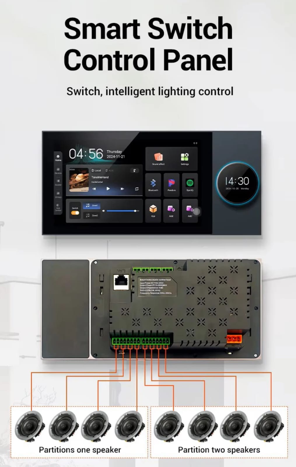Tuya Smart Home Control, Dimmer and Background Music Player, 7'' Switch Panel in-Wall Touchscreen Control for Various tuya Smart Appliances, Support Voice Control Knob for AC , Fan , Temprature