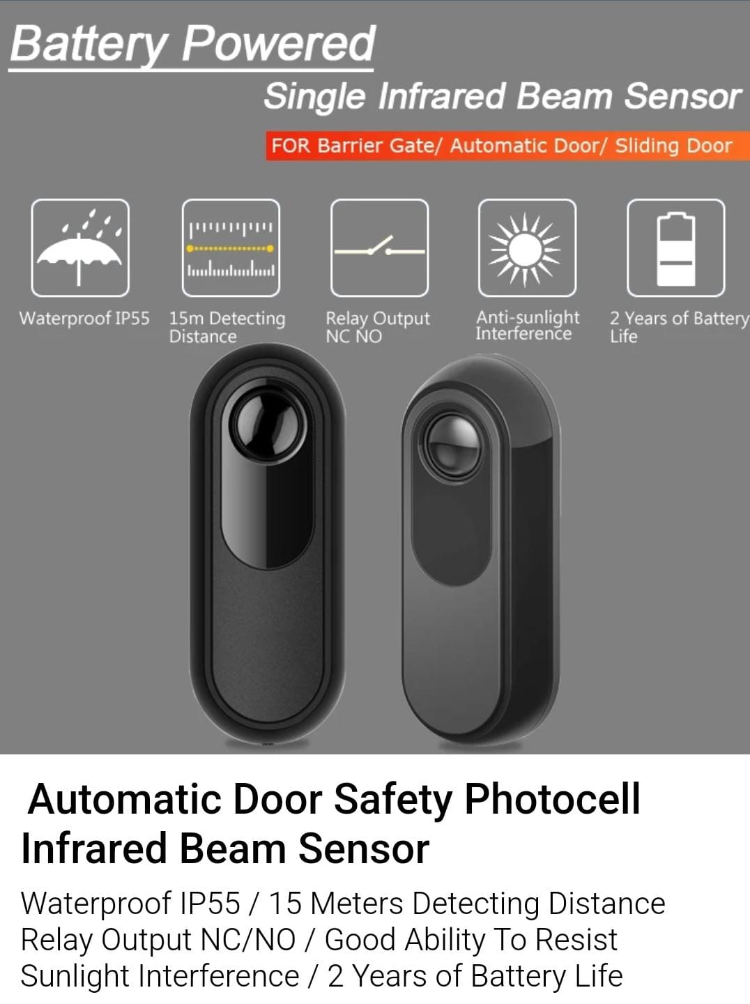 IP55 Wired (NCNO) Automated Gate Safe Infrared Sensor / Swing / Sliding