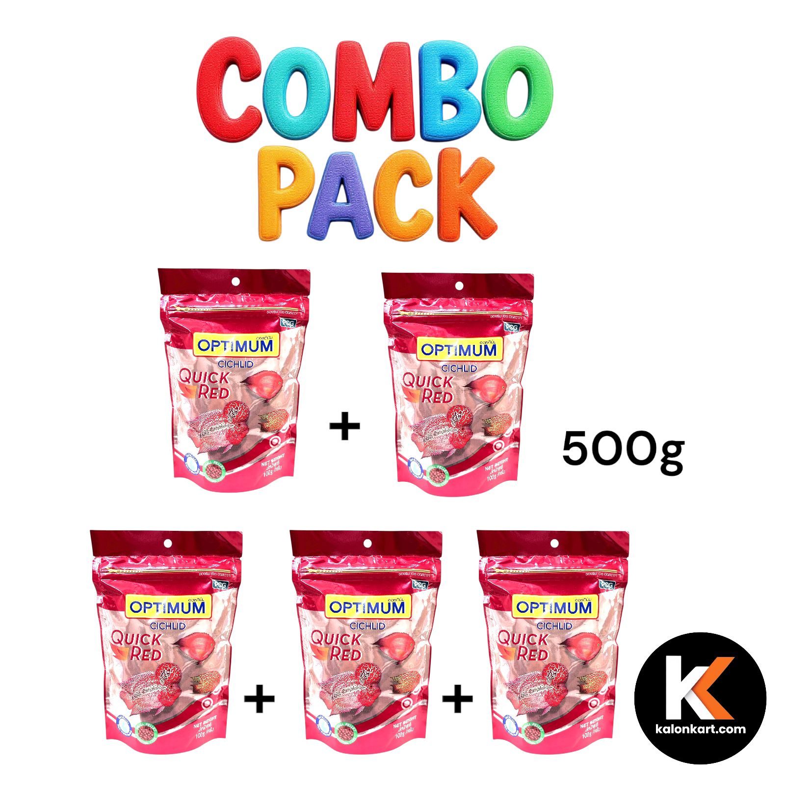 Optimum 500g Qucik Red Cichlid Fish Food Pack of 5
