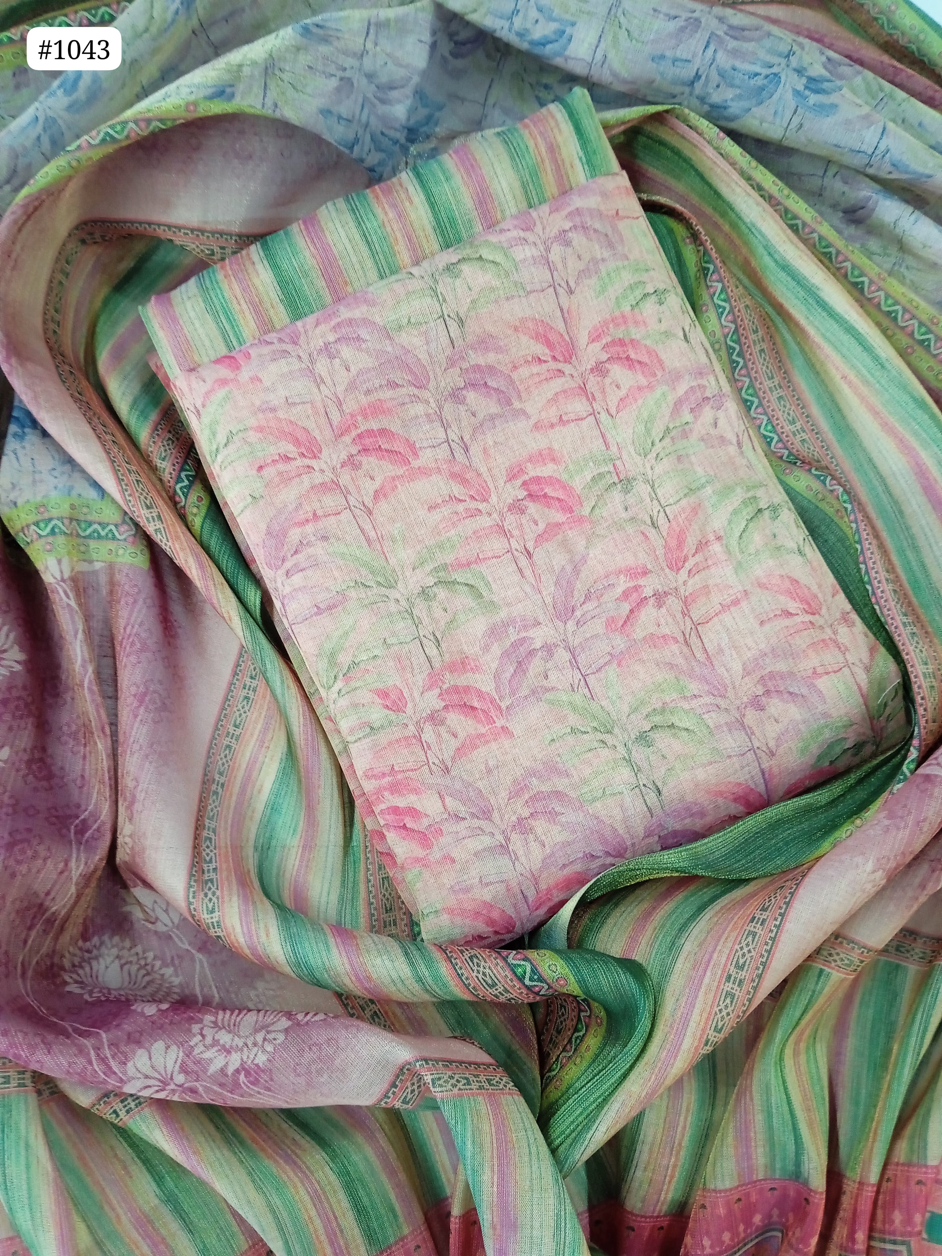 Tissue Tree Printed Dress Materials With Printed Bottom&Dupatta