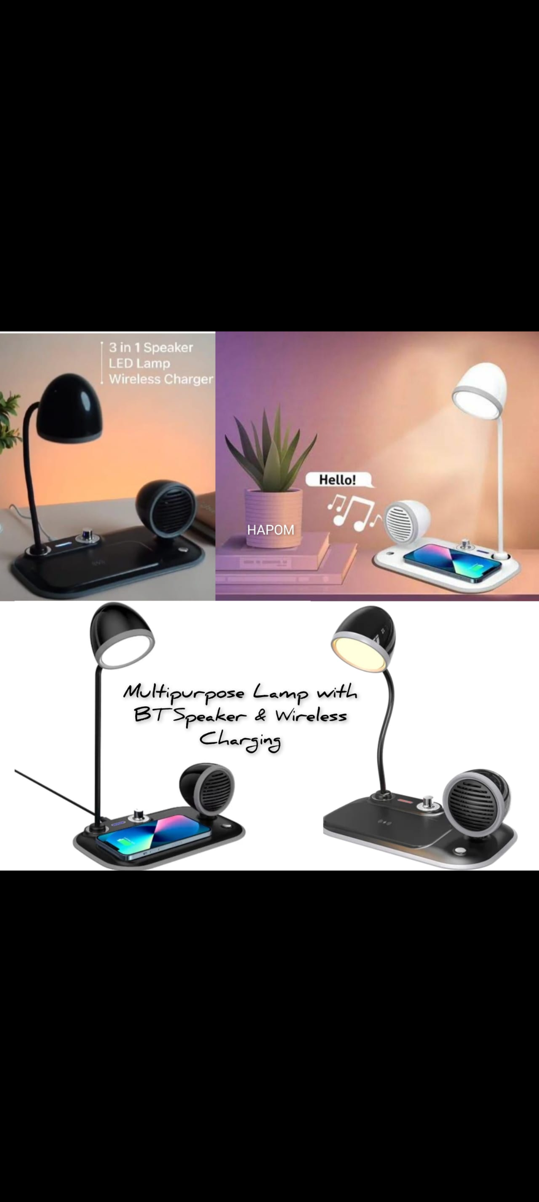 Bluetooth Speaker With LED Lamp and Wireless Charger- SP901