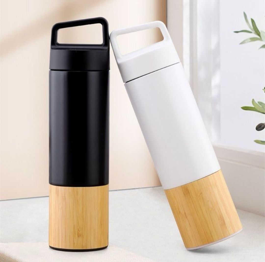 Steel Sipper With Wooden Base - MG916