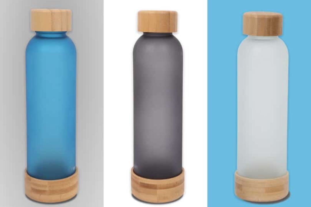Frosted Bottle With Wooden Base & Lid - MG920