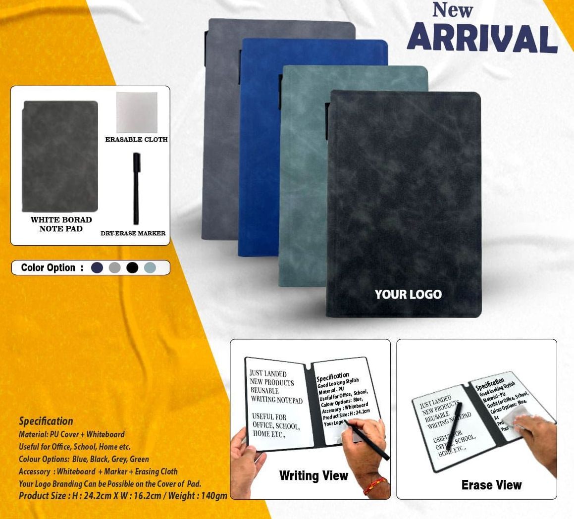 Reusable Writing Notepad  With Marker & Erasable Cloth (A5)-  925239