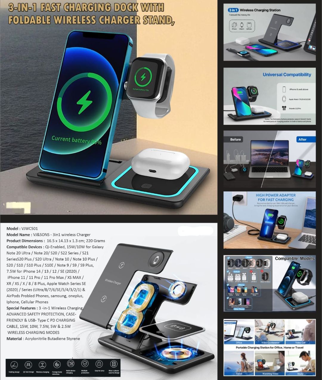 3-in-1 Charging Dock Station