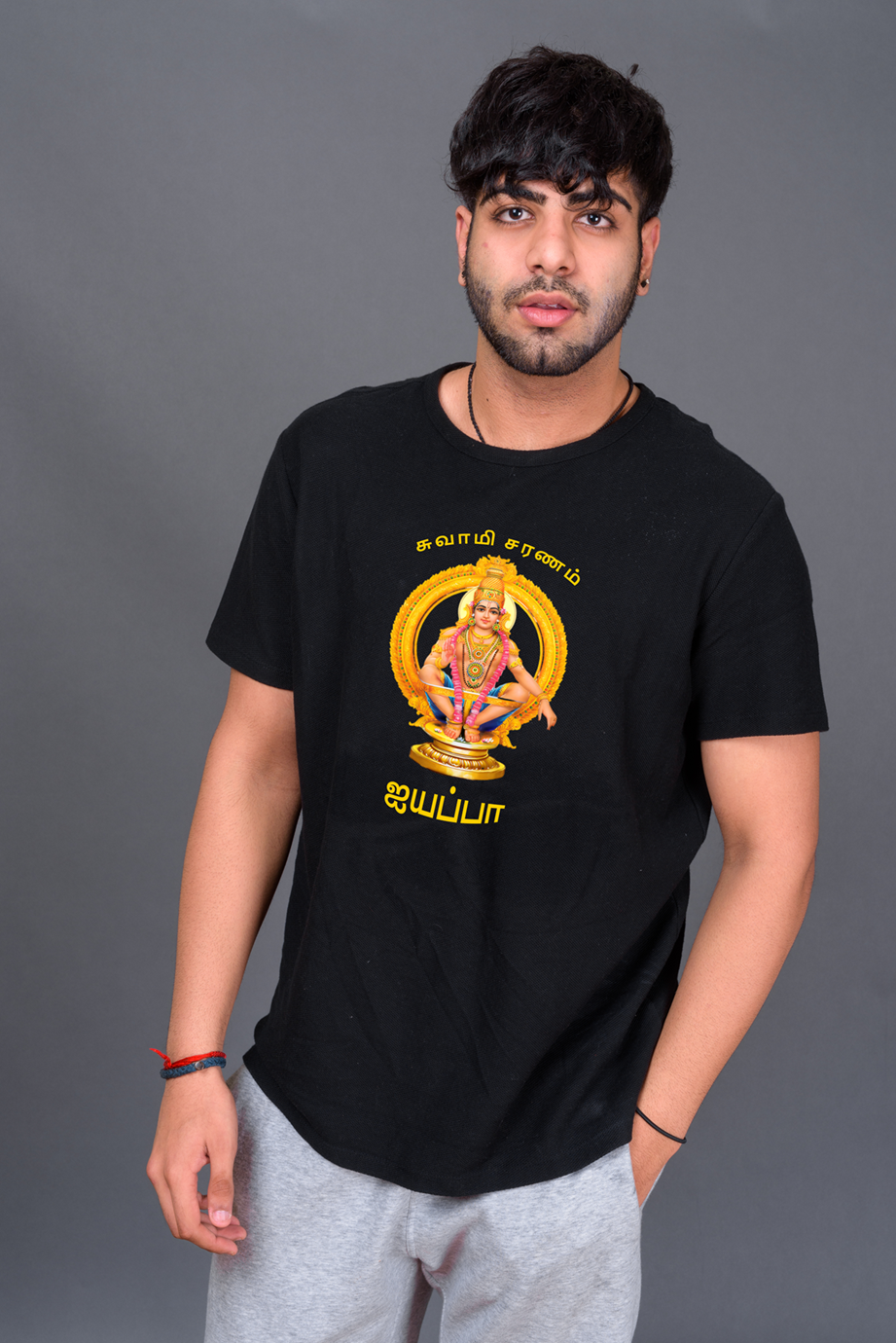 MINIMALIST AYYAPAN SYMBOL TSHIRT - REGULAR FIT 100% COTTON BIOWASHED FABRIC