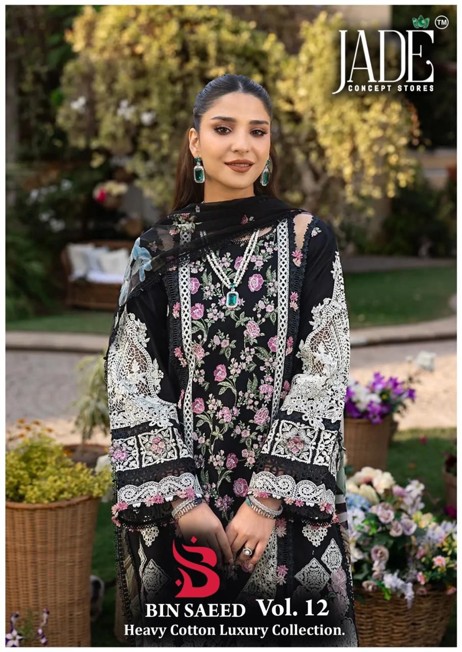 17485100449055Bin Saeed Vol 12 Heavy Cotton Luxury Collection Jade Karachi Salwar Suits 7