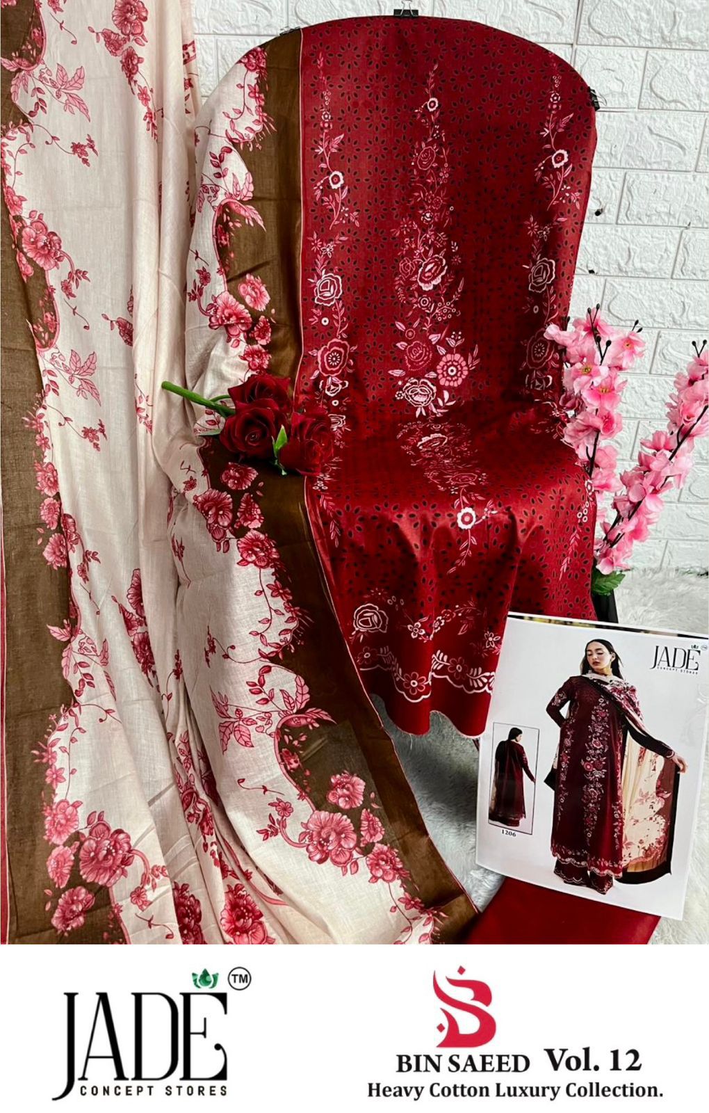 17485100461550Bin Saeed Vol 12 Heavy Cotton Luxury Collection Jade Karachi Salwar Suits 15