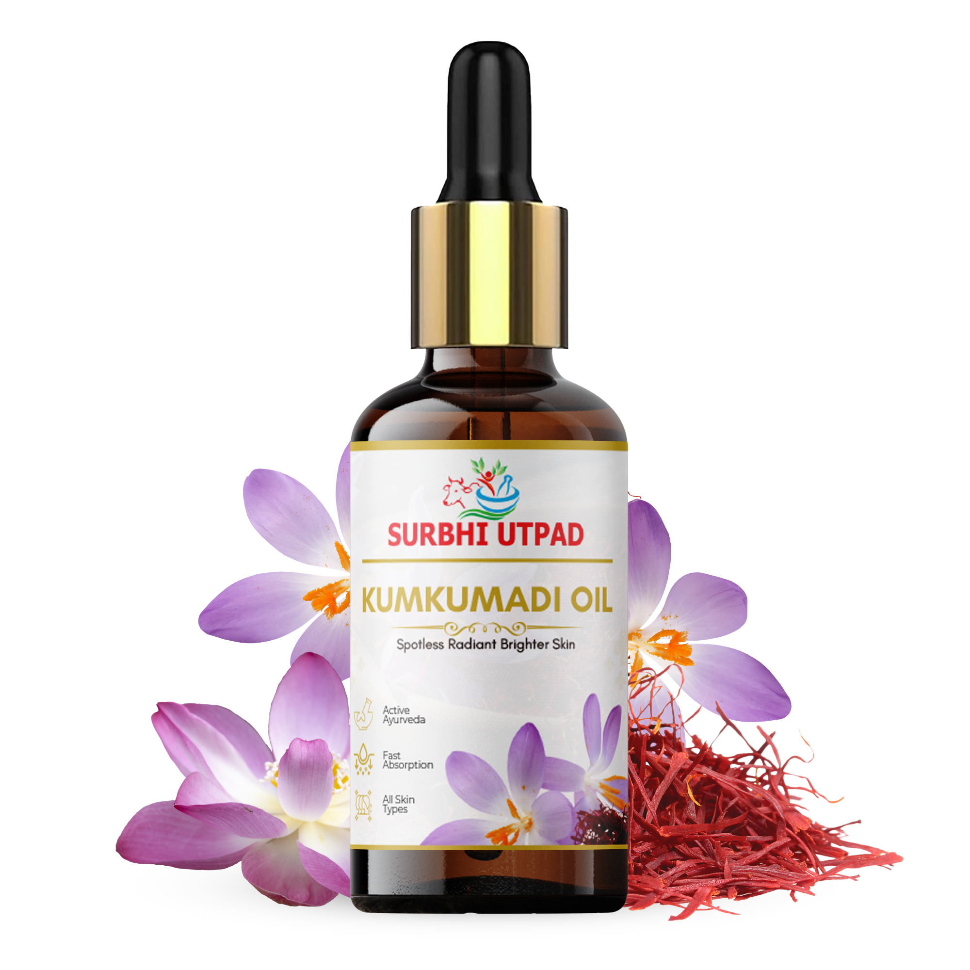 Ayurvedic Kumkumadi Oil for Anti Ageing Skin – Ancient Ayurveda Formula with 26 Herbs for Glow & Spot Removal, 15ml Bottle