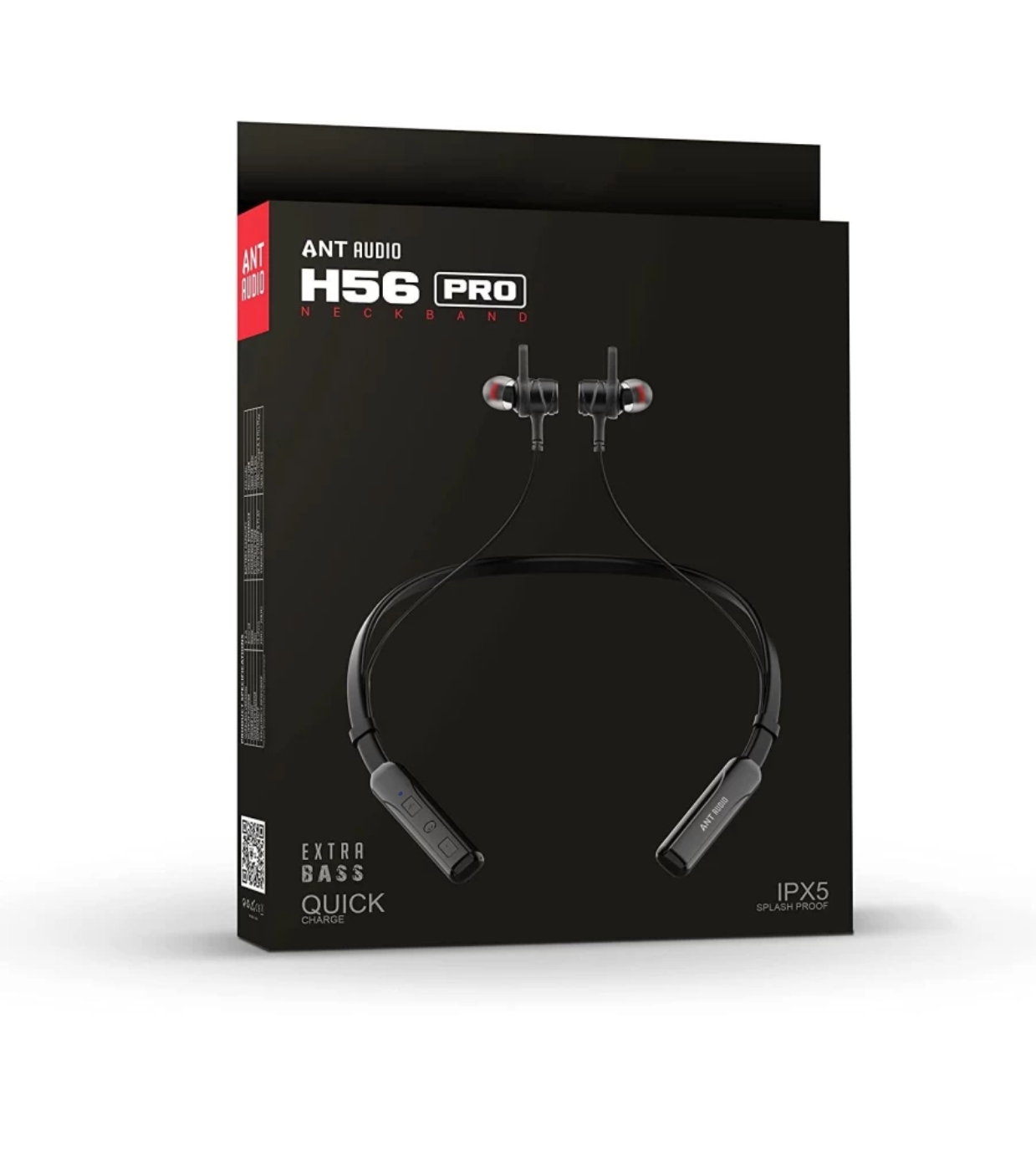 Ant Audio H56 Pro Bluetooth Wireless Neckband in Ear Earphones with Mic (Active Black)