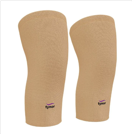 TYNOR | Knee Cap Pair | Relieves Pain | Support | Uniform Compression | Anti Slip | Grip | Knee support | Unisex | 1 Pair (Beige)
