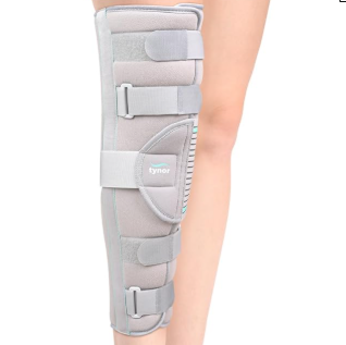 TYNOR | Knee Immobilizer | Support & Protection | Provides Support for Knee Injury | Pain Relief | Breathable | Comfortable | Unisex | Pack of 1 (Grey, Large)
