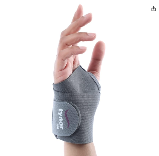 TYNOR | Wrist Brace with Thumb | Support for Pain Relief & Stabilization | Lightweight & Breathable | Wrist Support for Arthritis, Sprains, Tendonitis, Carpal Tunnel | Universal Fit | 1 Pc (Grey)