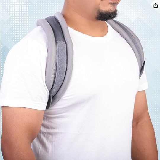 DYNA | Clavicle Correction Belt | Collar-bone Injury | Support | Breathable | Ideal for clavicle fractures| Postural problems | 1 Pc (Grey)