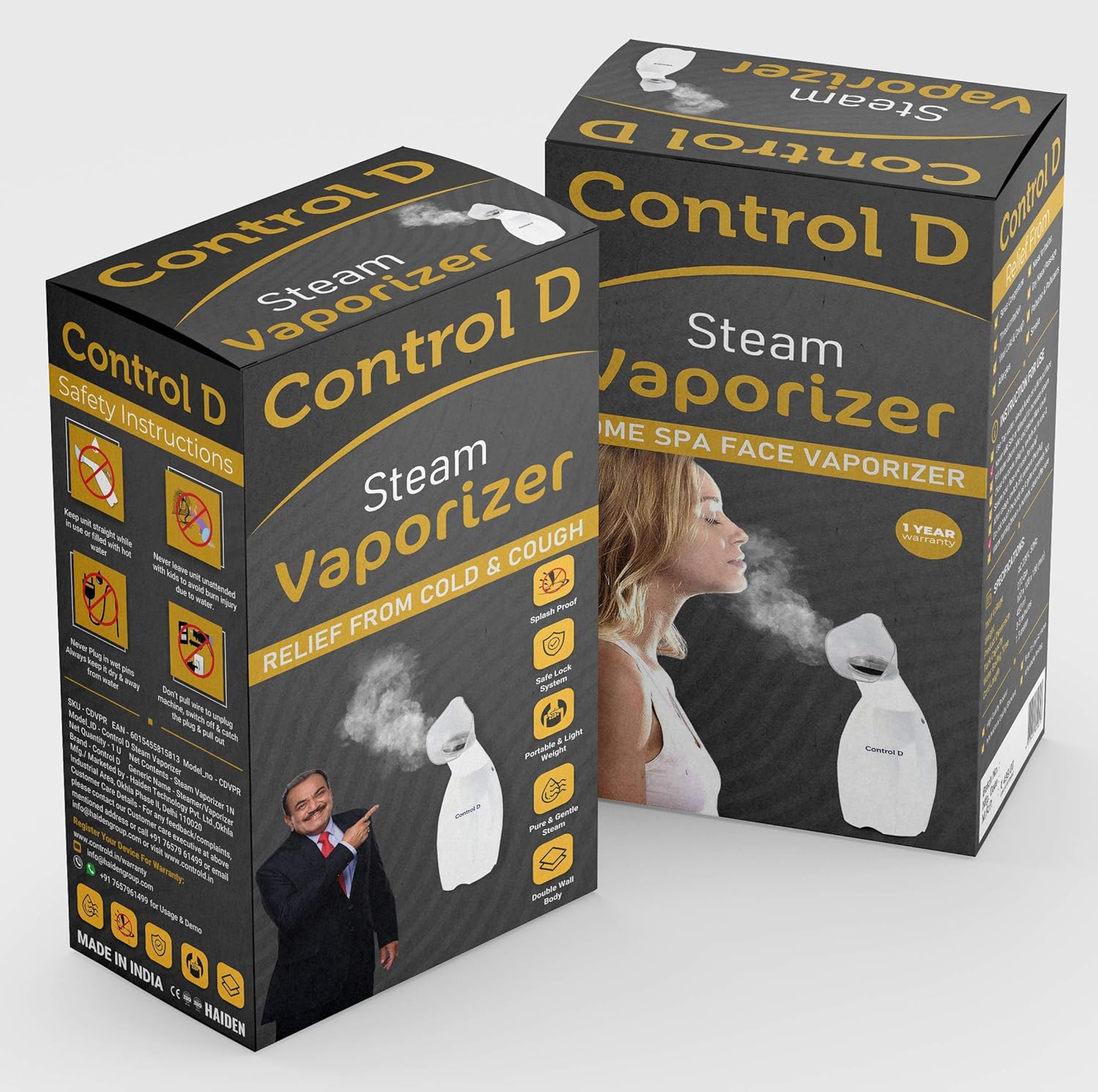 Control D Steamer Vaporizer for Home Spa Face White