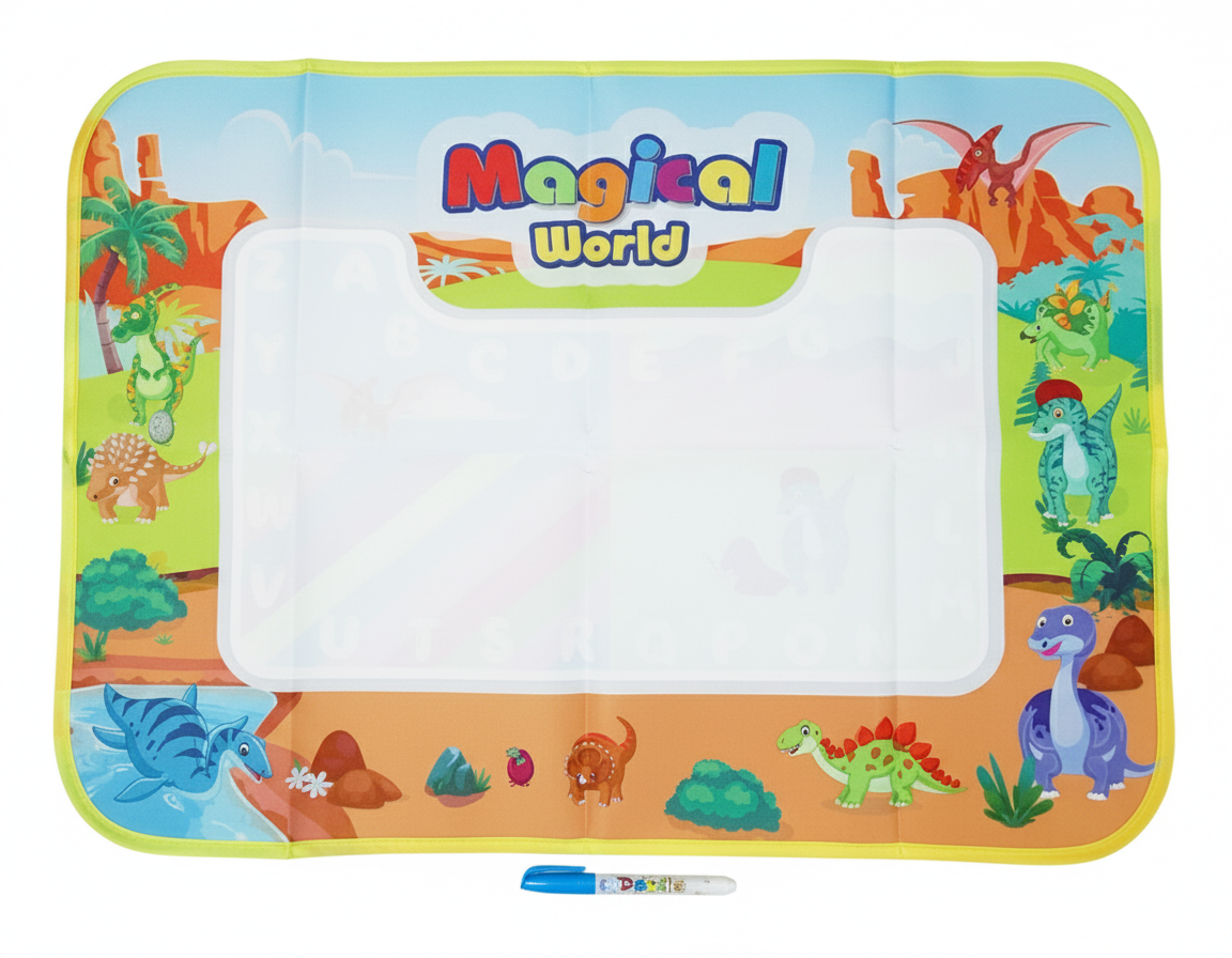 Magical World Reusable Water Drawing Mat for Kids | Dinosaur Theme Magic Doodle Mat | Educational Colorful Aqua Drawing Board Toy