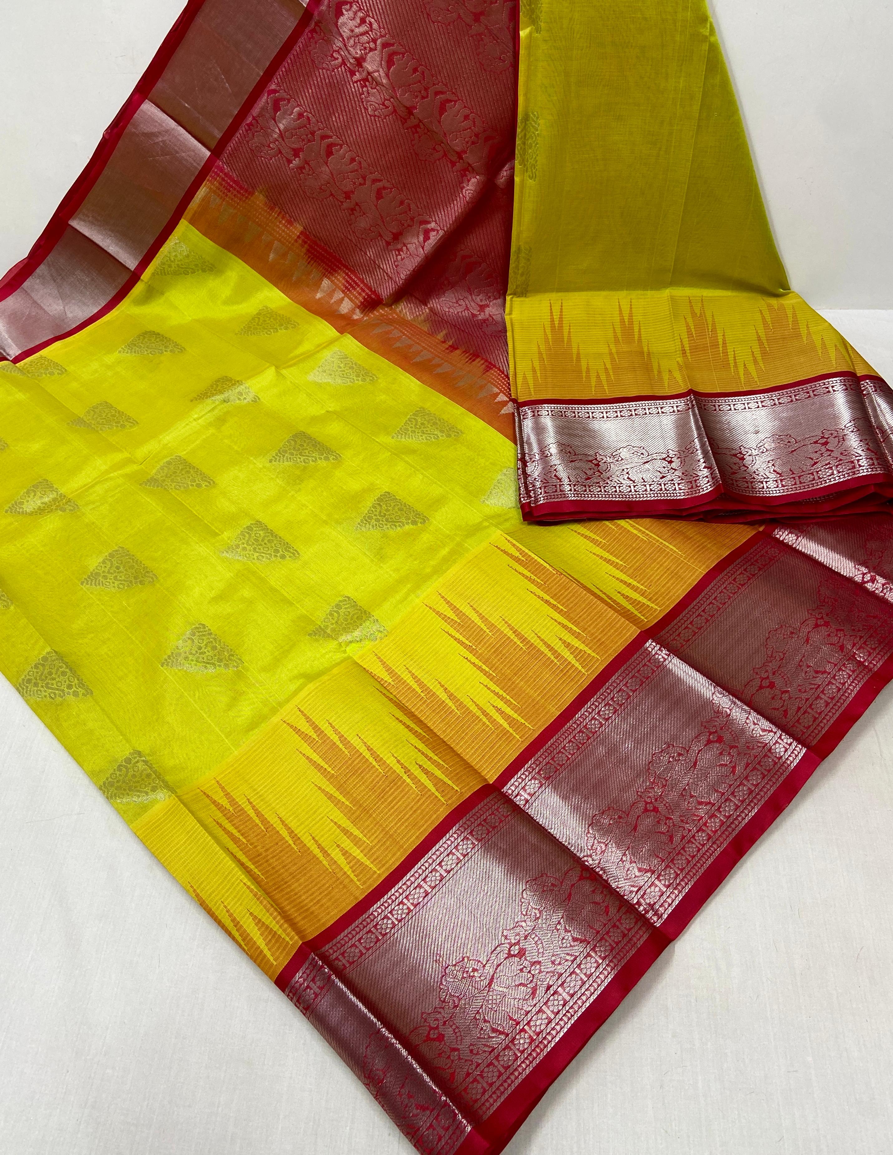 Kuppadam Yellow Saree