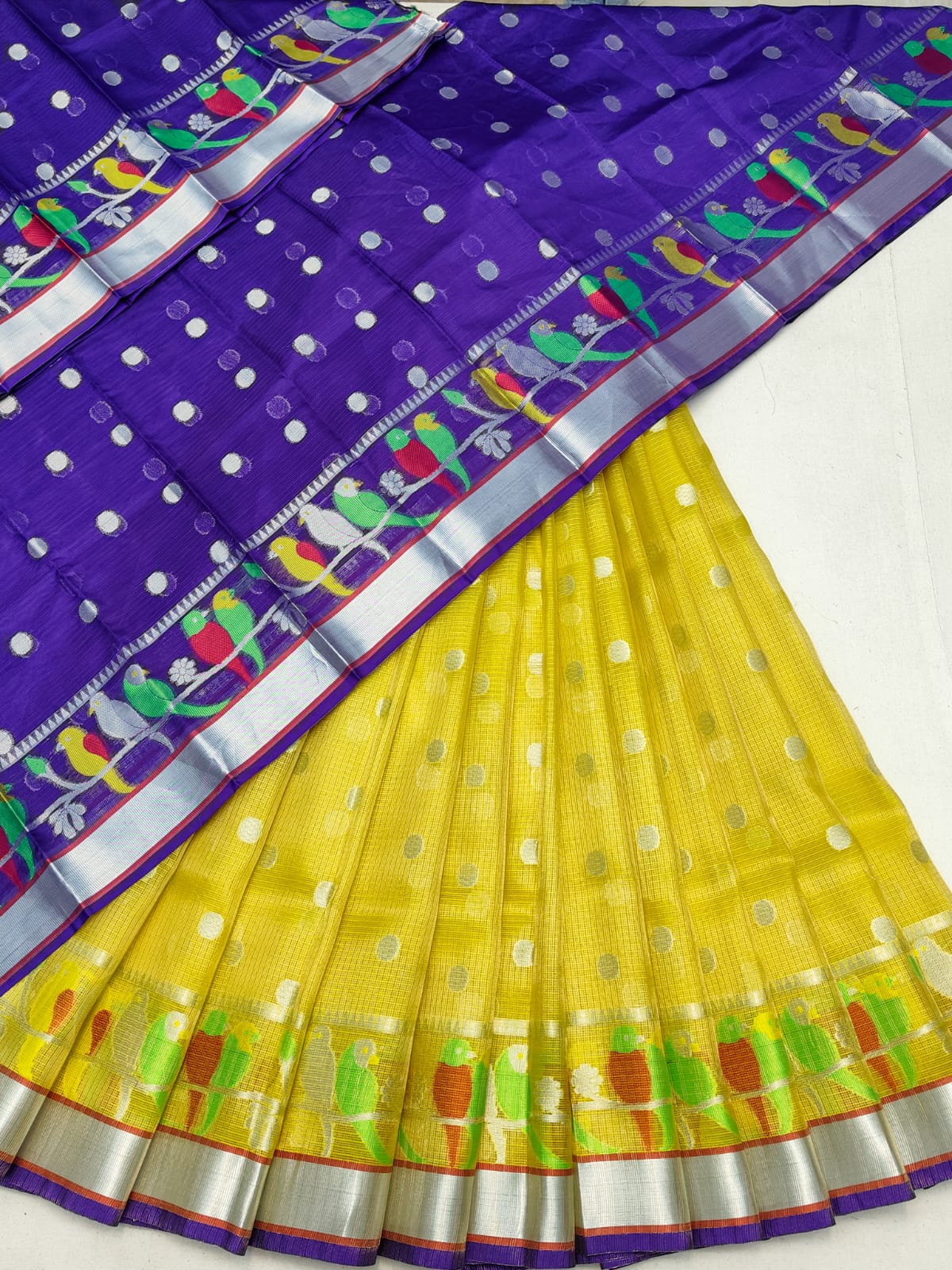 Pure Soft Silk Kota Weaving Half Saree/Lehanga