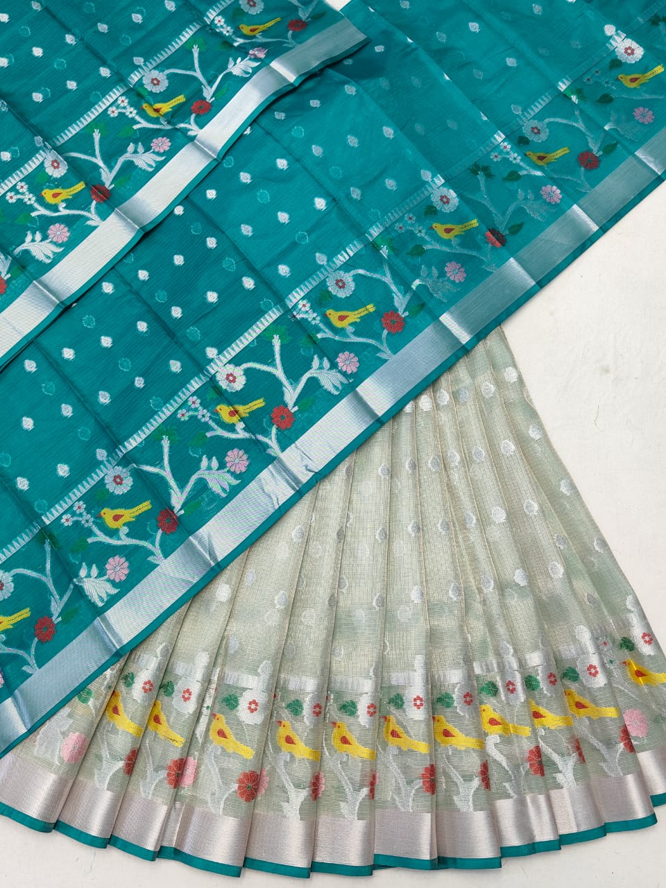 Pure Soft Silk Kota Weaving Half Saree/Lehanga