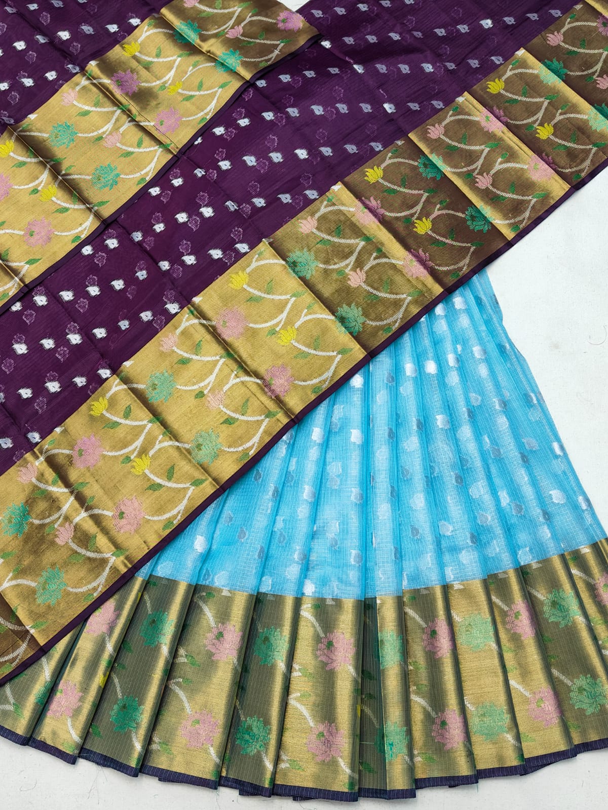 Pure Soft Silk Kota Weaving Half Saree/Lehanga