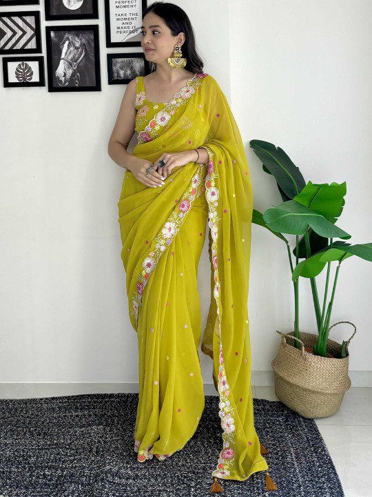 Bollywood Georgette Saree – Lemon