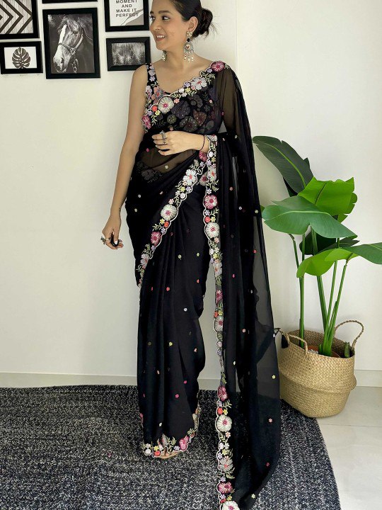 Bollywood Georgette Saree – Black