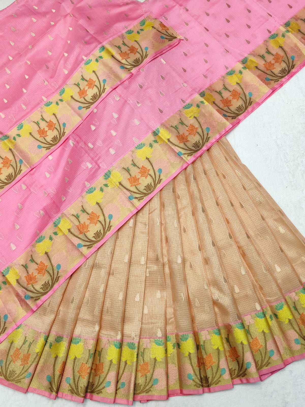 Pure Soft Silk Kota Weaving Half Saree/Lehanga