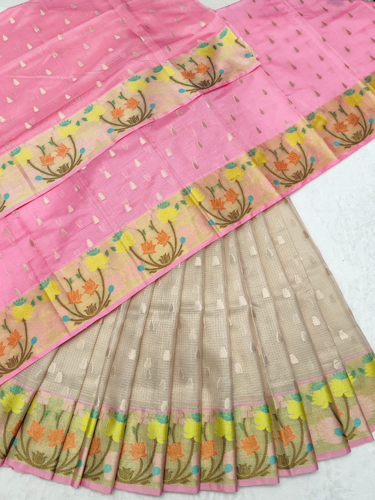Pure Soft Silk Kota Weaving Half Saree/Lehanga